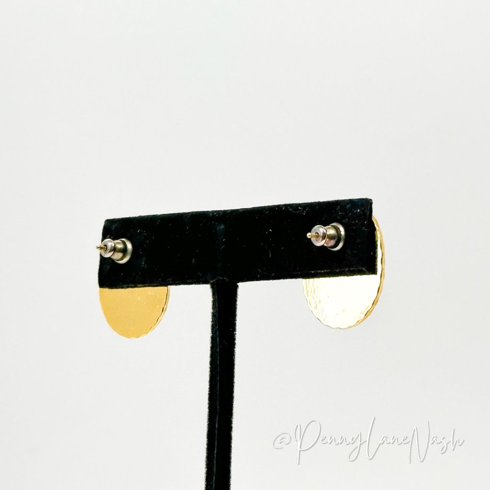 Vintage Circle with Double Squares Rhinestone Earrings - Picture 5 of 6